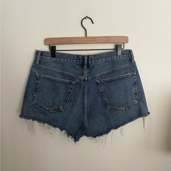 AGOLDE Distressed High Rise Cut Off Women's Blue Cotton Denim Shorts size 30 NWT - Picture 5 of 8